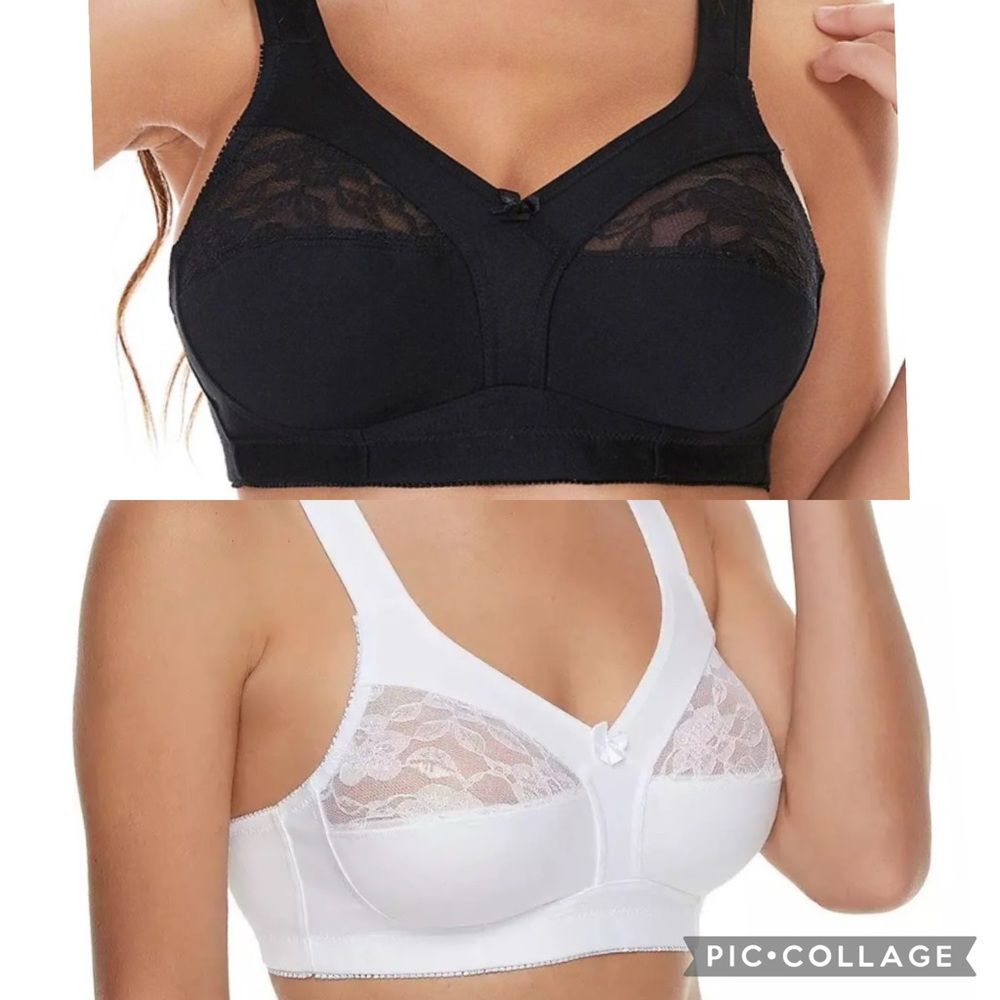 PlusForm Instant Shaping Cotton Comfort Floral Lace Wireless Bra Bundle Of 2